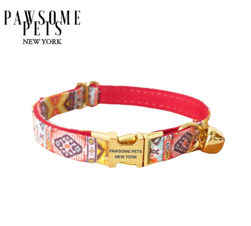 HANDMADE DOG AND CAT COLLAR CLASSIC RED 設計館 Pawsome Pets New York