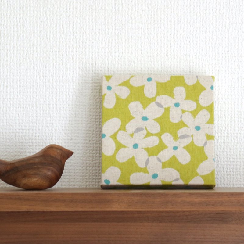 12x12cm ファブリックパネル 【スタンプフラワー ライトグリーン】 - 壁貼/牆壁裝飾 - 棉.麻 綠色