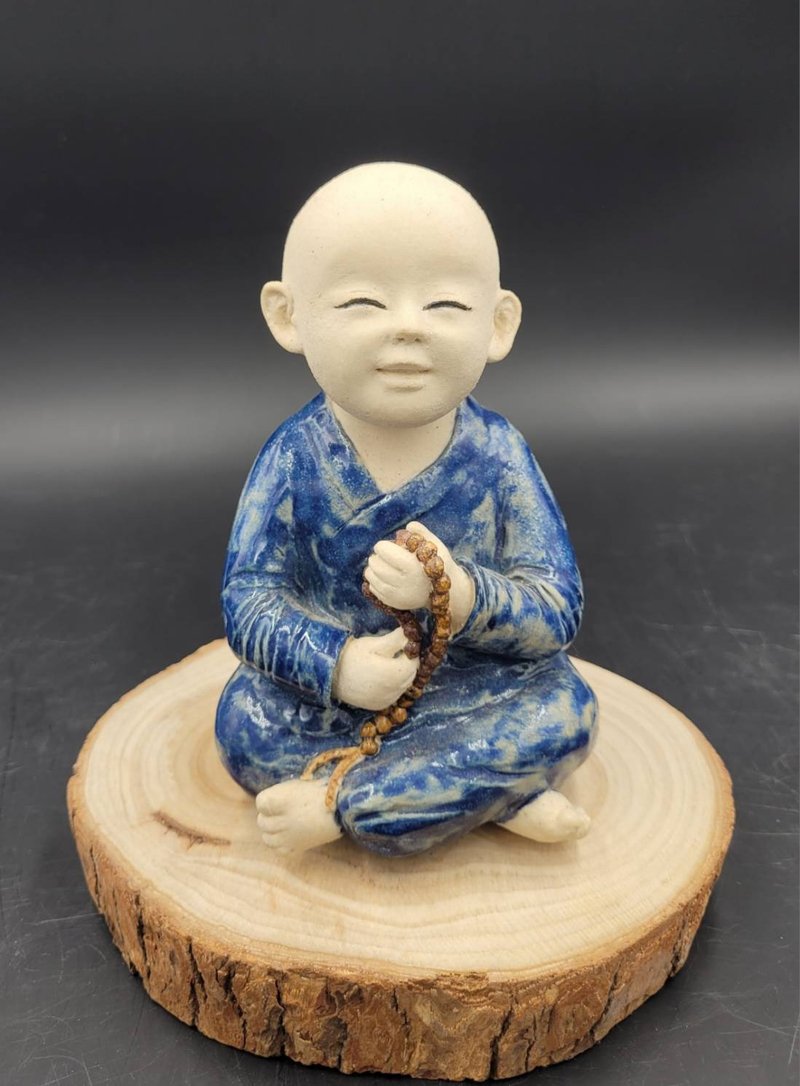 清淨自在小沙彌 微笑小沙彌 手捏製小沙彌 - 公仔/玩偶 - 陶