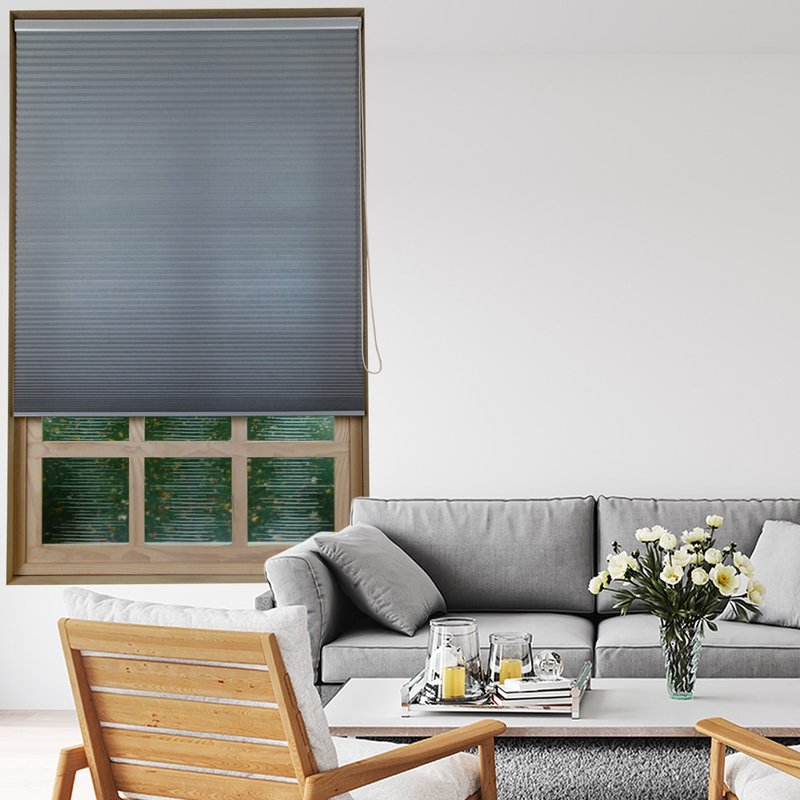 灰藍單循環珠鍊半遮光蜂巢簾 (Royal Gray) - 門簾/門牌 - 聚酯纖維