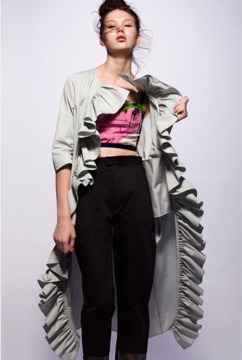 16 sale 16SS water blue hand fold fold long coat