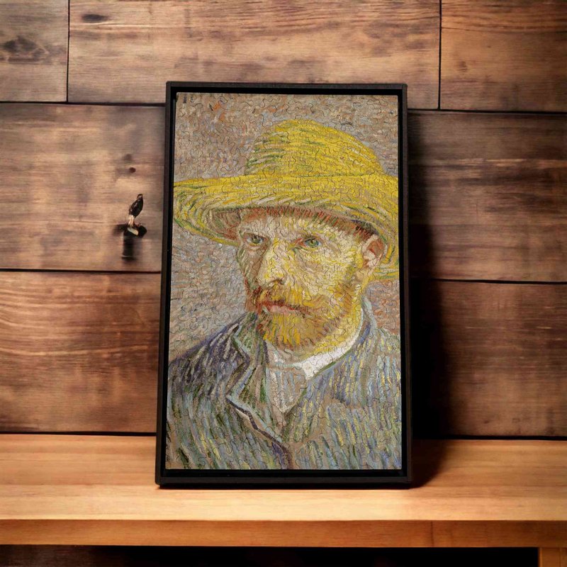 梵谷名畫-戴草帽的自畫像【壁虎拼圖】 - 擺飾/家飾品 - 木頭 咖啡色