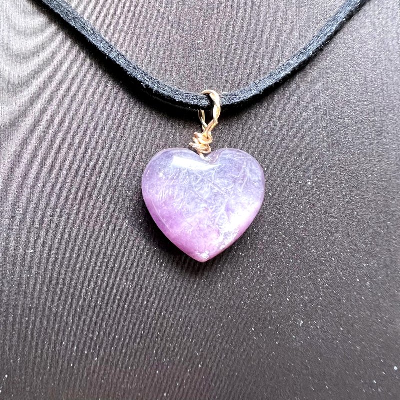 放心裡。頸鍊 一圖一物 療癒 睡眠 l 紫鋰雲母 紫祖母晶 l - 項鍊 - 石頭 紫色