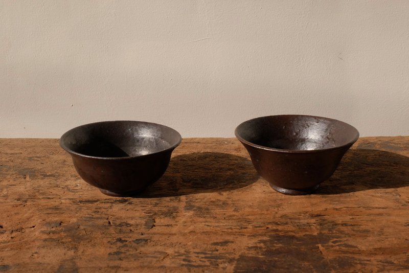 銅黑雙人對碗 - 碗 - 陶 黑色