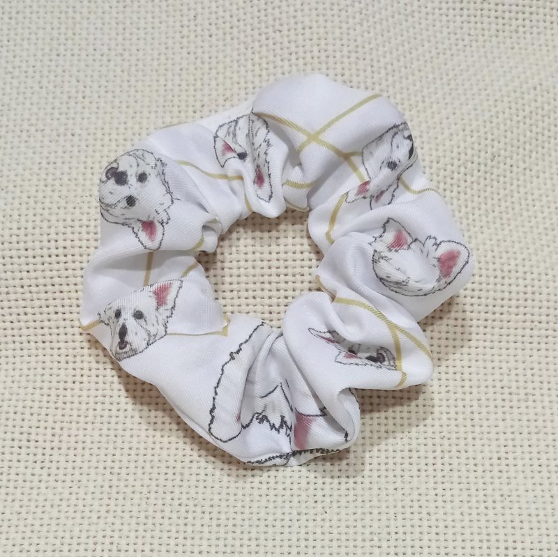 White lines-large intestine hair band _ West Highland White Terrier _ ponytail hair band