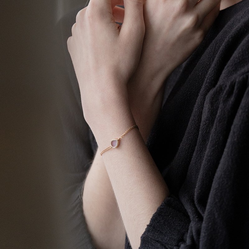 紫玉手鍊 梨形 - 天然翡翠 - 保證A玉 - 手鍊/手環 - 玉石 粉紅色