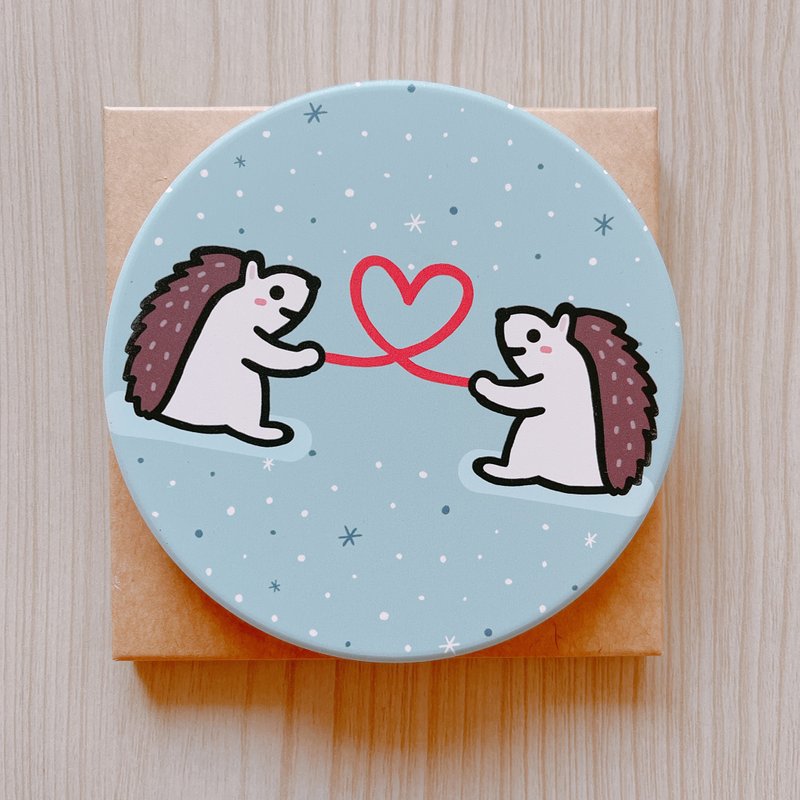 刺蝟 圓形 吸水杯墊 - 杯墊 - 瓷 白色