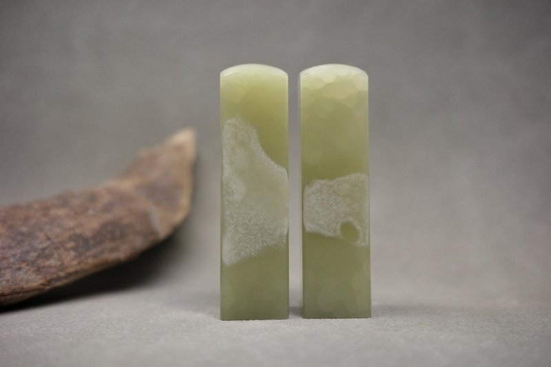 【好石多磨】青玉石_玉石印章_夫妻結婚對章_方章 - 印章/印台 - 玉石 綠色