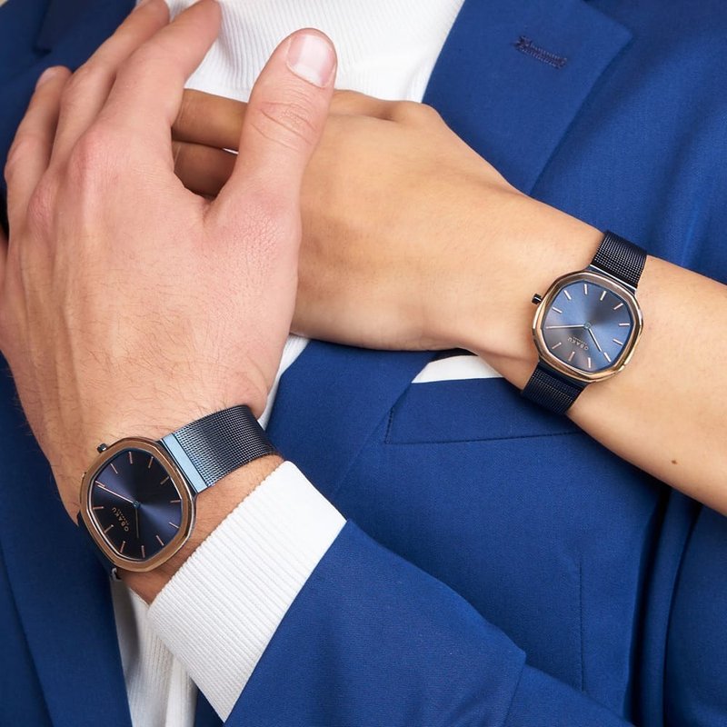 OBAKU 八角哲學丹麥設計腕錶-海洋藍X玫瑰金-V253LXSLML-32mm - 女錶 - 不鏽鋼 藍色
