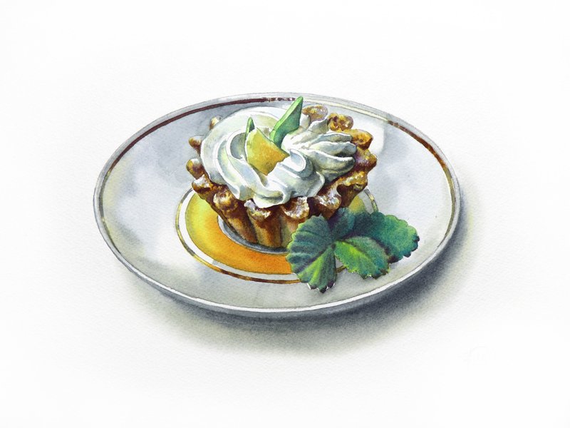 Cake original watercolor painting by artist Irina Zhunaeva - 壁貼/牆壁裝飾 - 紙 多色
