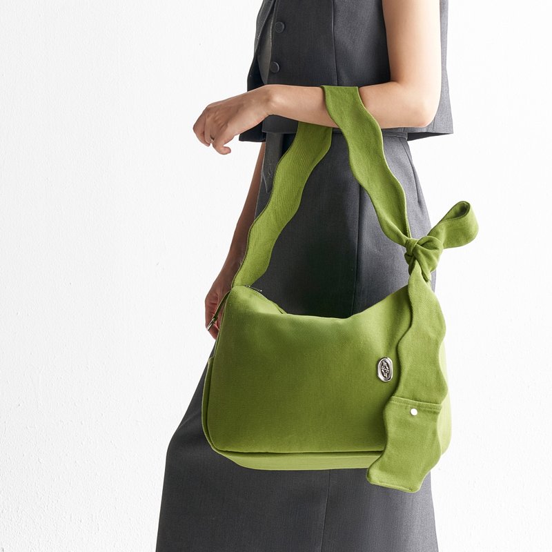 Pinkoi 線下活動預購商品  Pre-order at Pinkoi Fest - 3way knot bone bone bag_M size - 手提包/手提袋 - 棉.麻 綠色