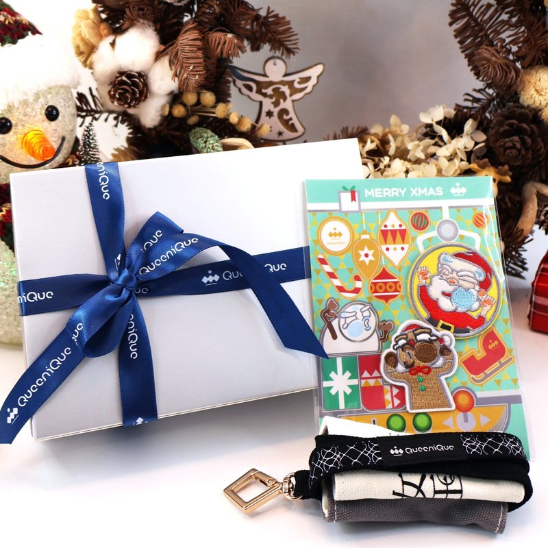 【QueeniQue】聖誕暖心杯套組-手提飲料杯套 × 聖誕電繡片 - 飲料提袋/杯套 - 其他人造纖維