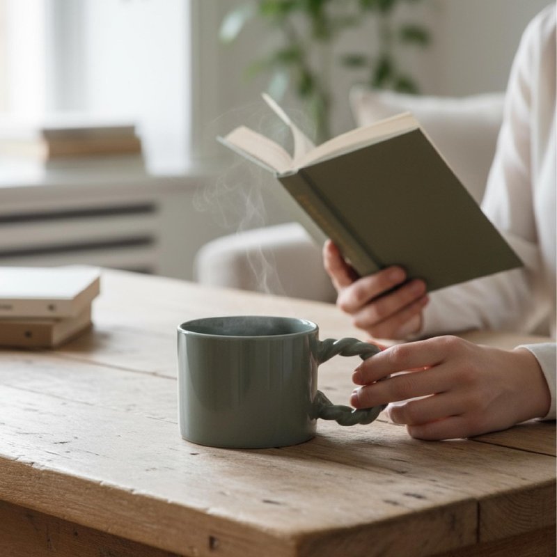 【質感陶瓷馬克杯】霧灰/霧綠陶瓷馬克杯-手工溫潤設計 - 咖啡杯/馬克杯 - 瓷