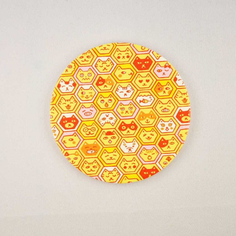 ai sayama 美濃燒珪藻土吸水杯墊 龜甲文 - 杯墊 - 其他材質 黃色