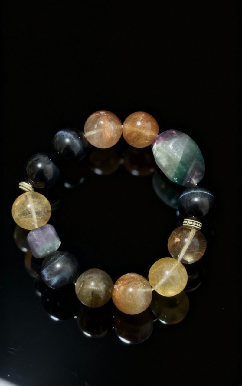 Crystal.EAA 設計款水晶手鏈 棕黑晶調 古礦迷蹤 維納斯彩髮晶 - 手鍊/手環 - 水晶 多色