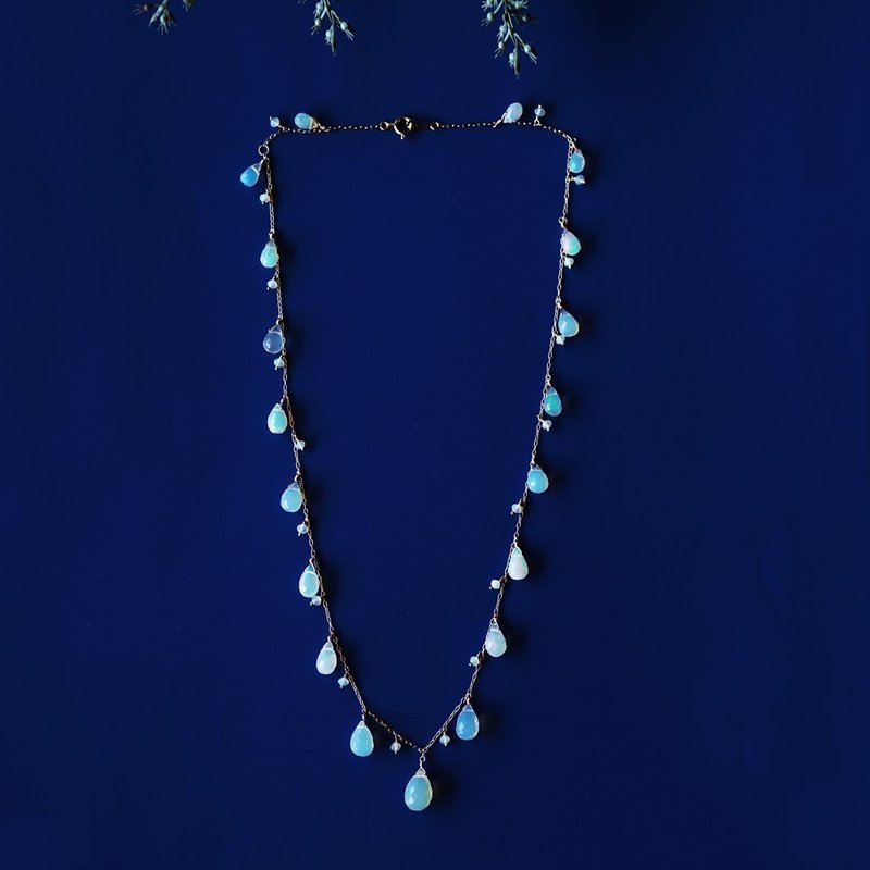 K18極上オパールのビブネックレス 月虹 - 項鍊 - 寶石 透明