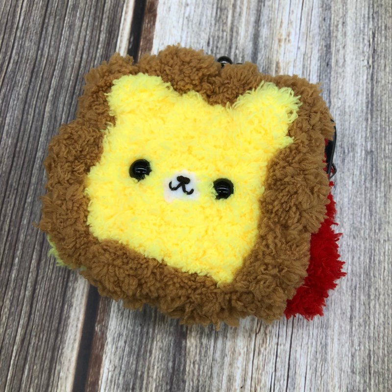 Lion-Knitted Woolen Square Mouth Money Purse Card Case