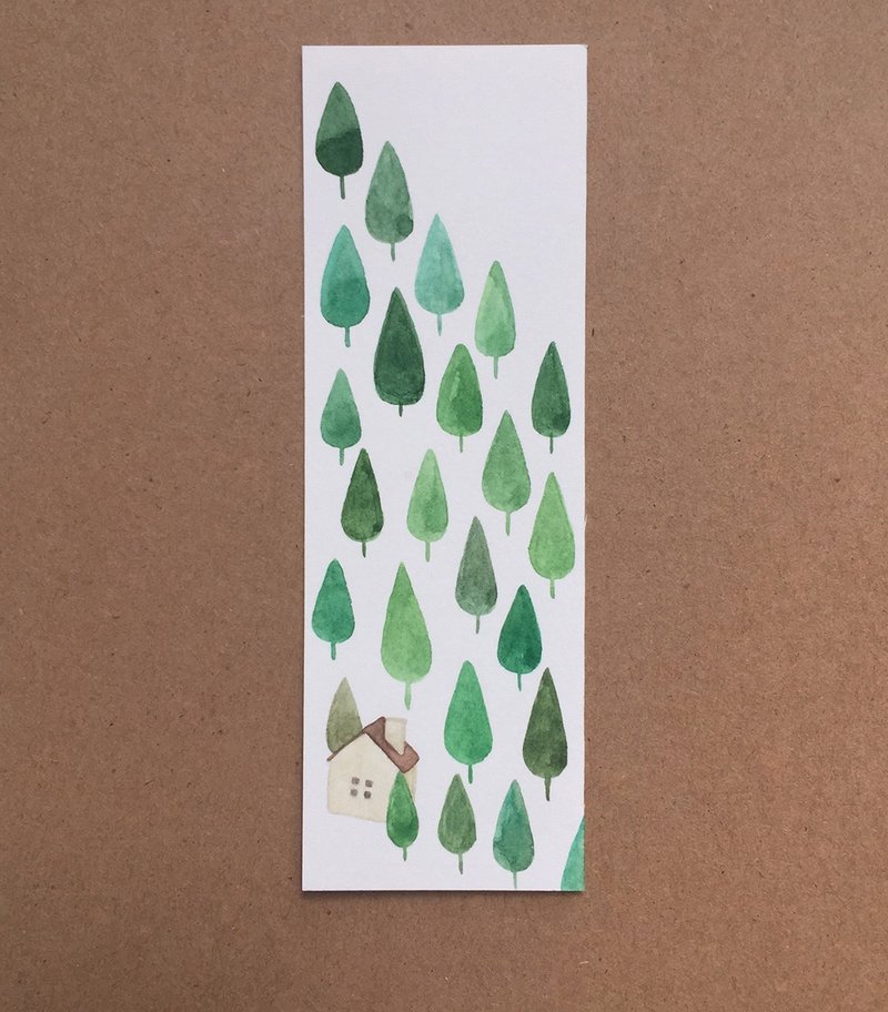 Simple hand-painted watercolor woods cute bookmark (original painting) non-print gift