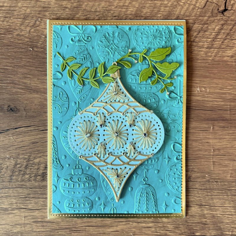 刺繡 吊飾 樹葉 凹凸紋理 聖誕卡 - 卡片/明信片 - 紙 綠色