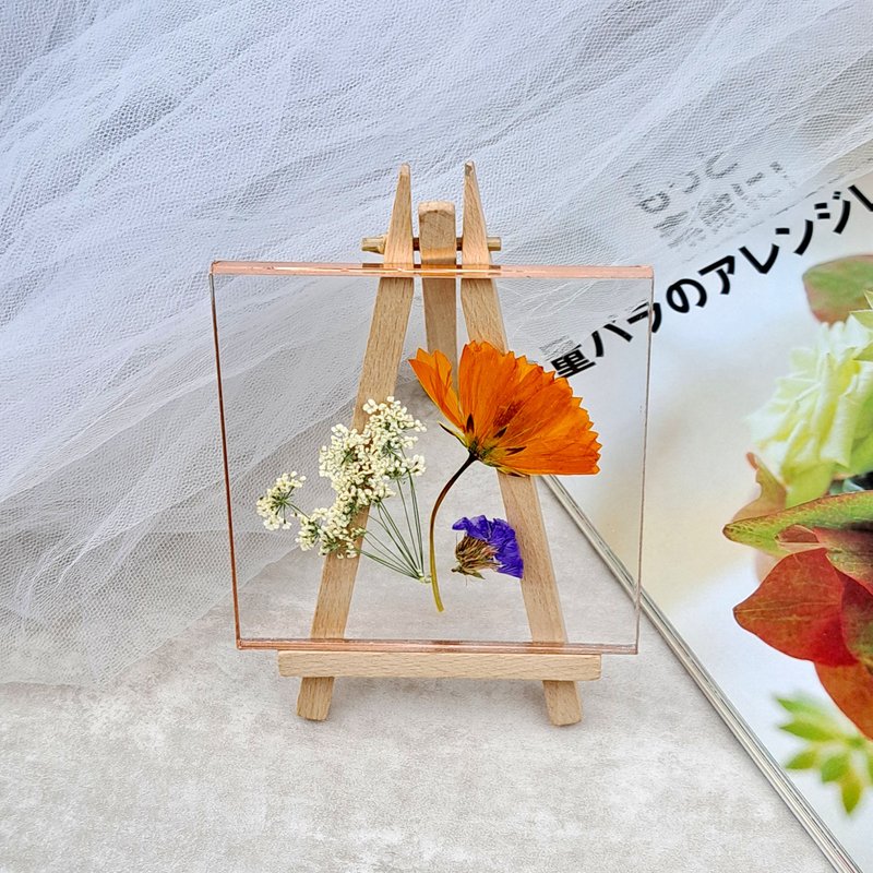 押花畫 乾花擺設 真花 家居裝飾 禮物 生日禮物 FM-011 - 乾燥花/永生花 - 植物.花 橘色