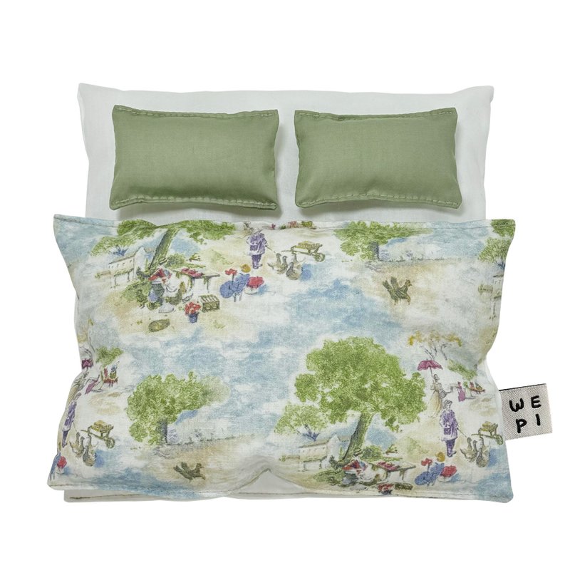 Provence doll bedding(2pillow) /handmade mini present miniature cushion play - 公仔/玩偶 - 其他材質