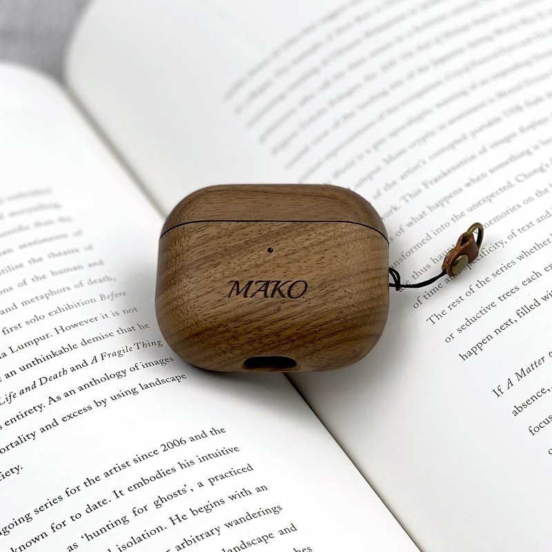 客製化天然胡桃木實木自然風Airpods 3 保護套 - AirPods/耳機保護套 - 木頭 咖啡色