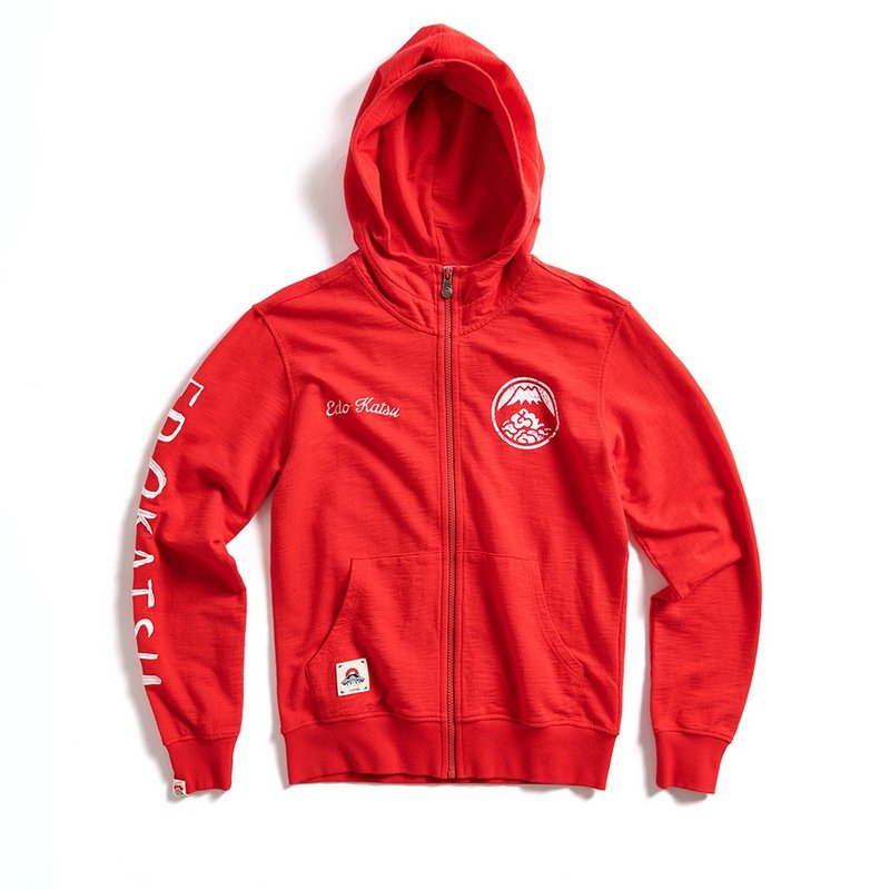 江戶勝 日系 男裝 經典大LOGO拉T外套(紅色) #上衣#外套 - 男夾克/外套 - 棉.麻 紅色