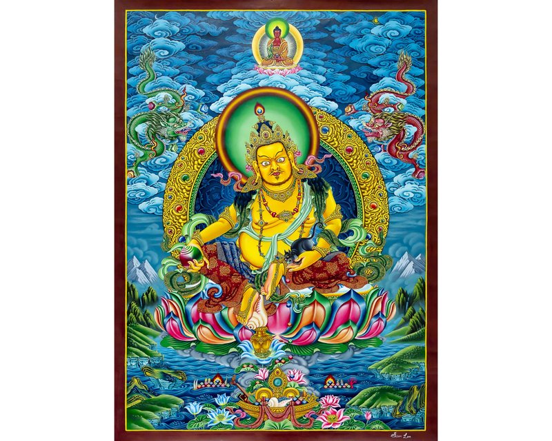 精工製作的贊巴拉唐卡 - 物質與精神財富的神聖象徵 - 壁貼/牆壁裝飾 - 其他材質 多色