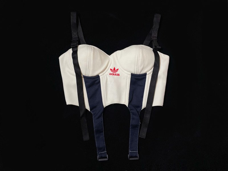 REGETHER 古著改製adidas Originals sportswear罩杯式綁帶馬甲10 - 背心/無袖上衣 - 棉.麻 藍色