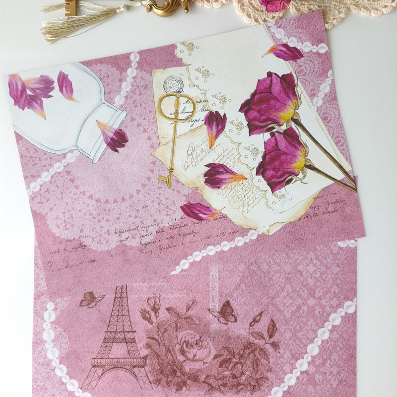 秋日大麗菊設計紙 - 禮物盒/包裝盒 - 紙 粉紅色