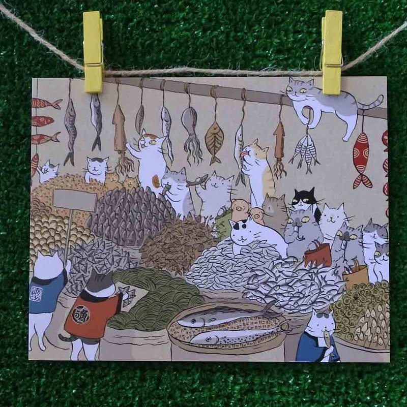 Cat's illustration postcard