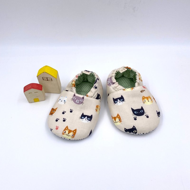 貓仔世界-初步鞋/成長鞋/漫步鞋 - 嬰兒鞋/學步鞋 - 棉.麻 卡其色