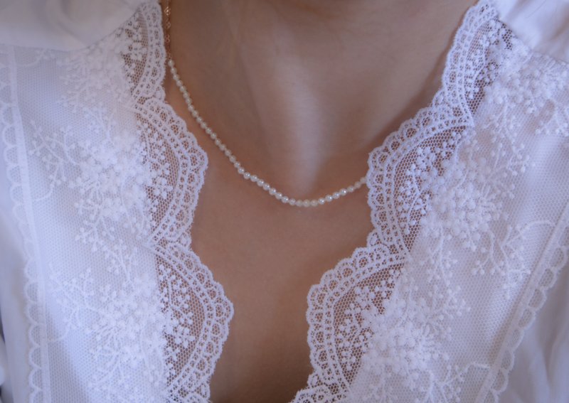 極細天然淡水小珍珠義大利心心短項鏈 Choker- 玫瑰金 - 項鍊 - 珍珠 粉紅色