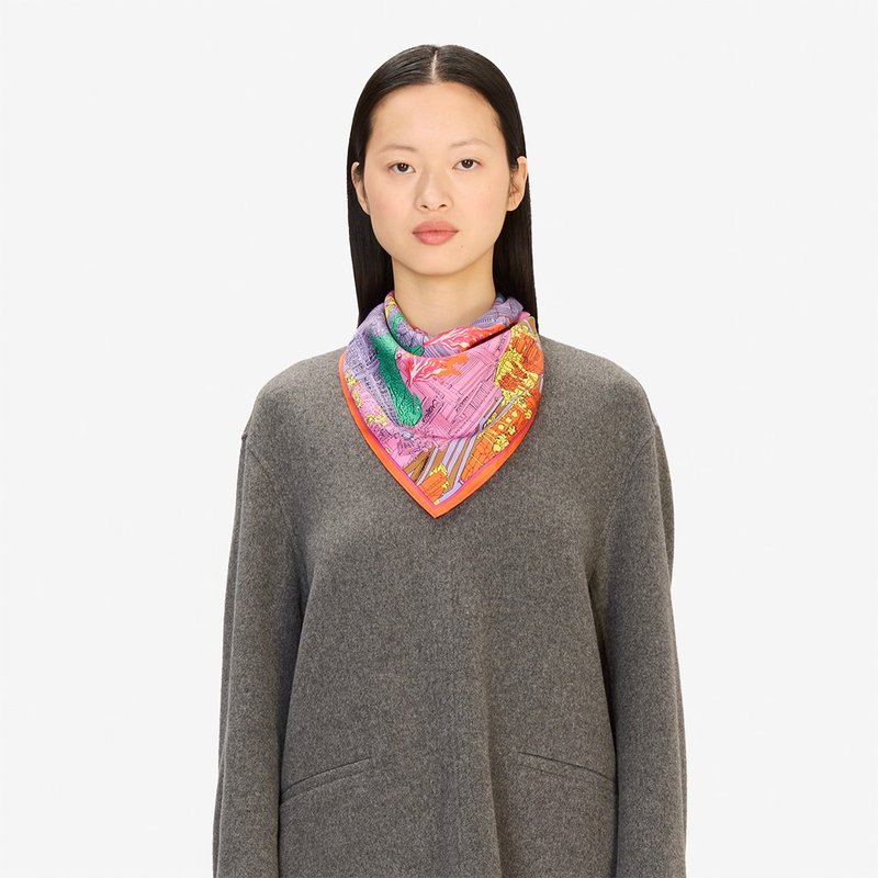 【INOUI EDITIONS】VEGAS 真絲方巾65-橘 - 圍巾/披肩 - 羊毛 橘色
