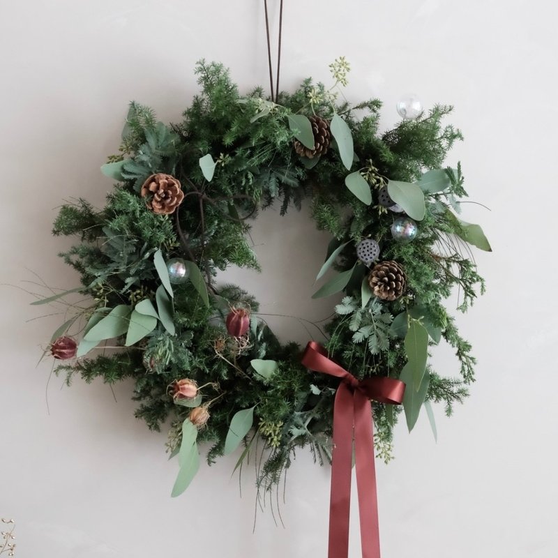 | 一人開班 | 【 鮮花 】 經典聖誕花圈  |  手作課程/聖誕體驗 - 植栽/花藝 - 植物.花
