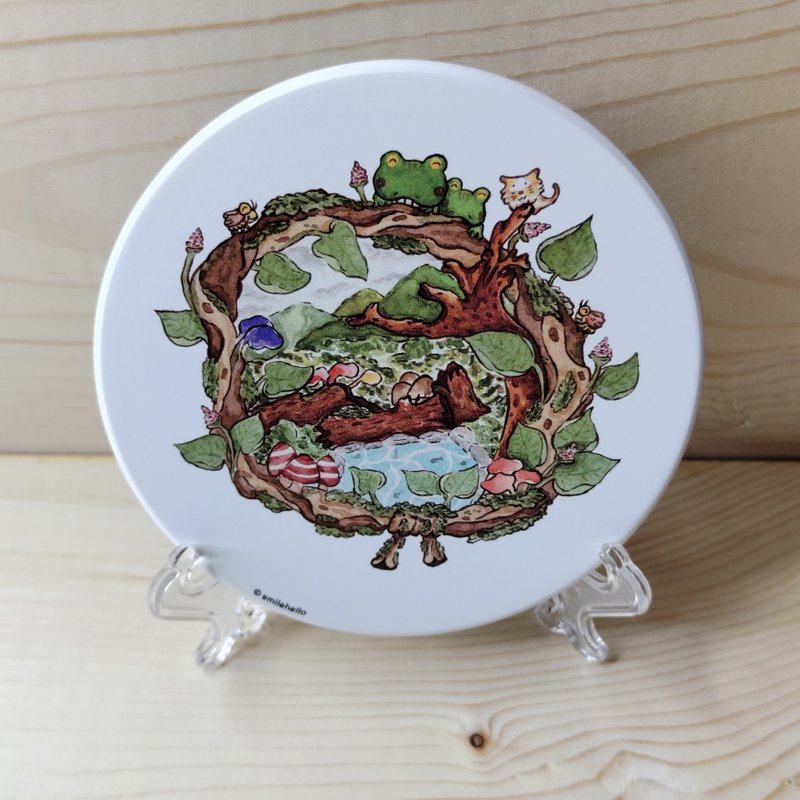 杯墊/吸水杯墊/陶瓷吸水杯墊 森林裡的喜悅 - 杯墊 - 其他材質 多色