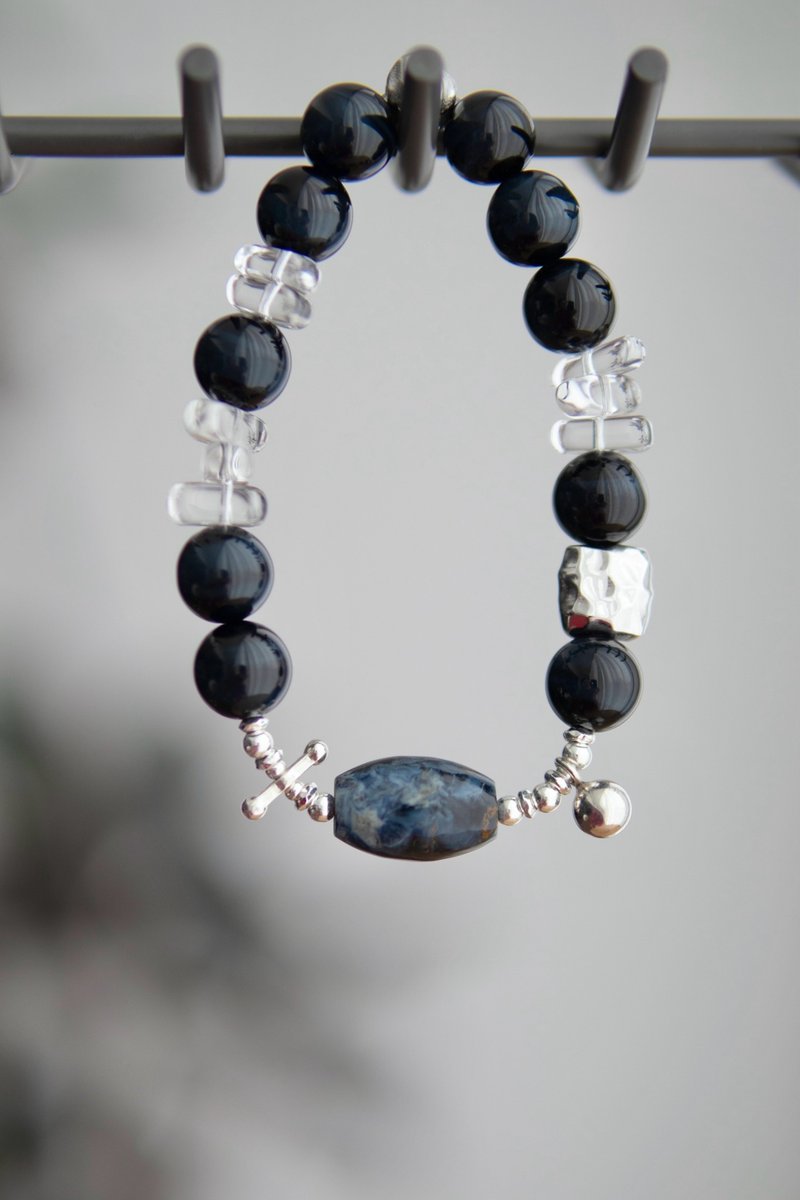 風暴星漩 - 彼得石 藍虎眼 白水晶 S925銀 手鏈手串 - 手鍊/手環 - 水晶