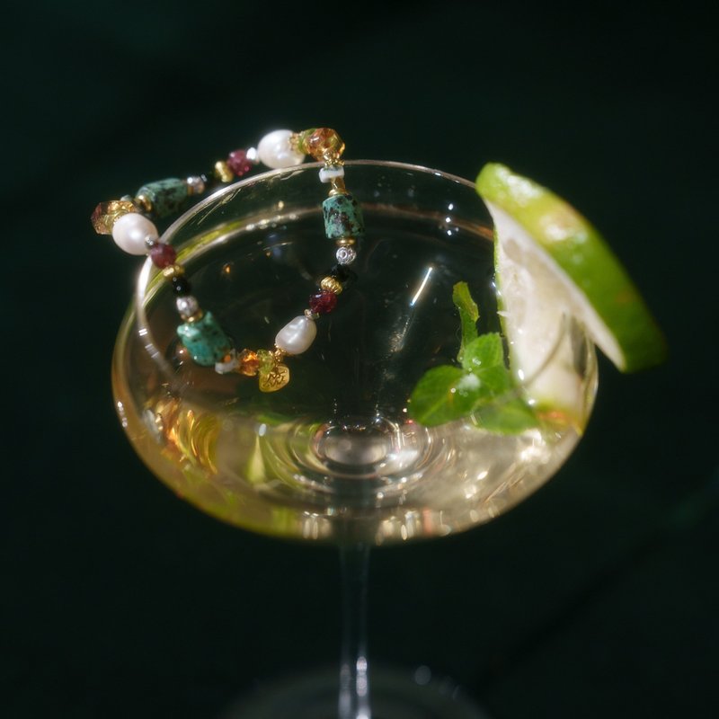 清爽系摩洛哥 l 綠松石珍珠黃水晶手鍊 C1728 - 手鍊/手環 - 寶石