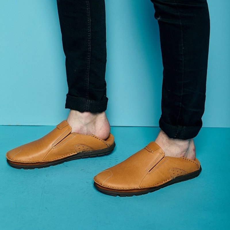 WALKING ZONE英倫真皮自然風格開車鞋男鞋-咖啡色 - 男休閒鞋 - 真皮