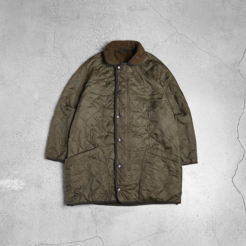 Barbour 菱格衍縫外套 / Vintage 古著 - 男夾克/外套 - 其他材質 綠色