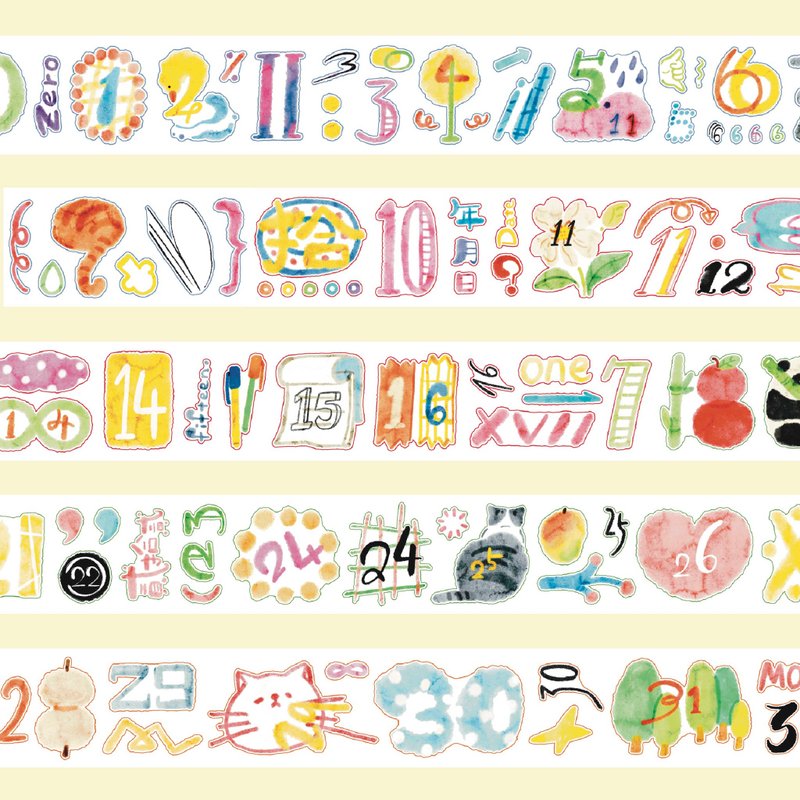 【膠帶】好多數 日付記賬 和紙合成紙pet 切膜膠帶 10米卷 - 紙膠帶/和紙/PET - 紙 多色