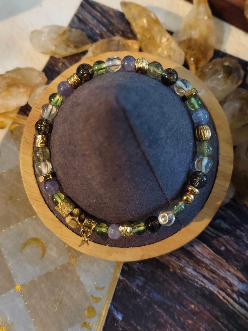 客製化水晶礦石手鏈  綠光覺醒  成長與豐盛水晶手鍊 - 手鍊/手環 - 水晶