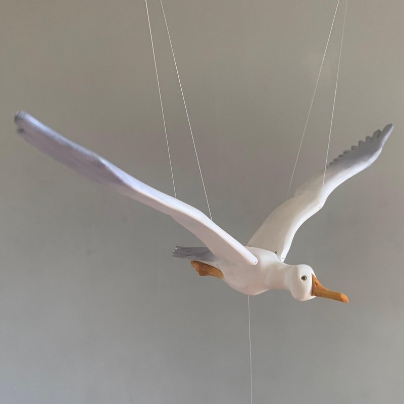 手工木雕海鷗吊飾, 海岸風居家裝飾 - 擺飾/家飾品 - 木頭 透明