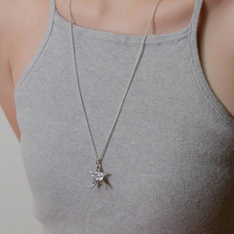 Painted Star Silver Necklace 繪星純銀項鍊 星星造型項鍊 - 項鍊 - 純銀 銀色