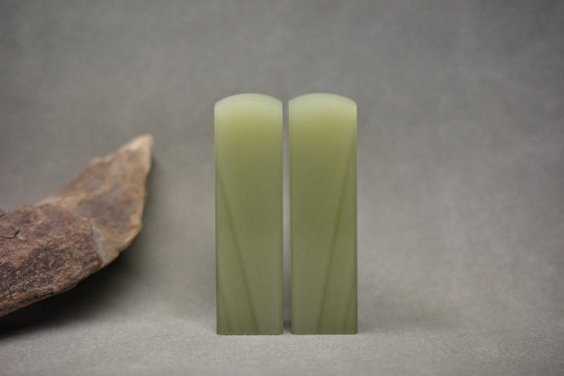 【好石多磨】A級青玉石_玉石印章_夫妻結婚對章_方章 - 印章/印台 - 玉石 綠色