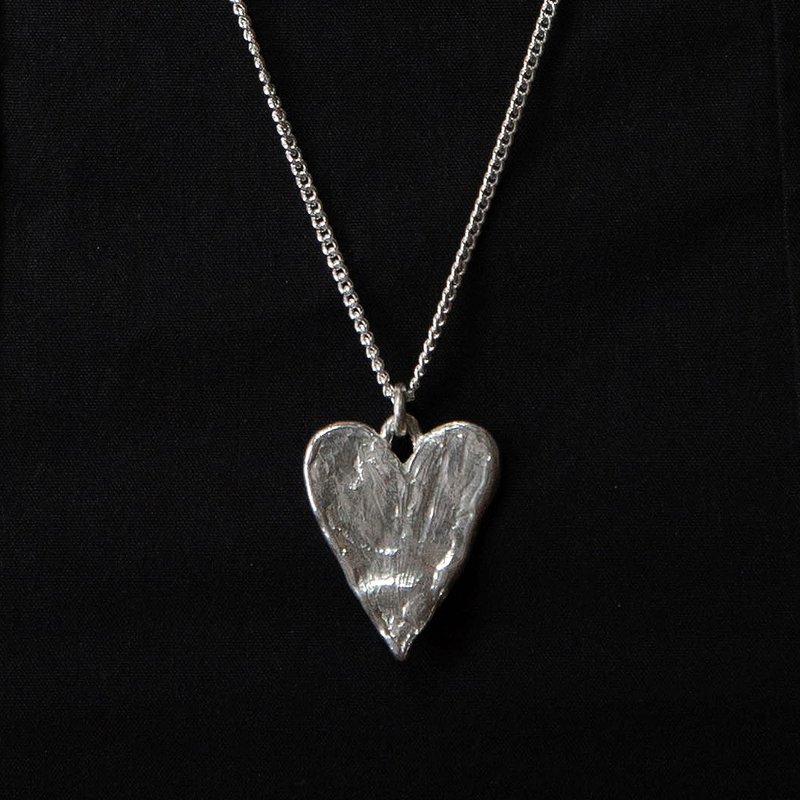 Painted Heart Silver Necklace 繪心純銀項鍊 - 項鍊 - 純銀 銀色