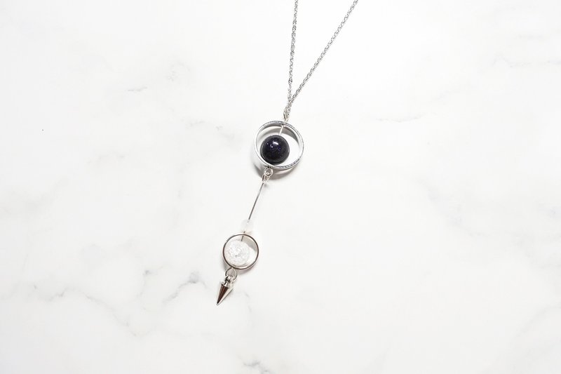 【星球原子】天然石項鍊 - 項鍊 - 不鏽鋼 黑色