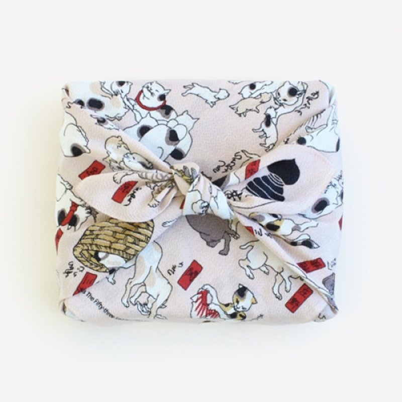 京都風呂敷包巾-隅田川 二巾-53隻貓 - 手帕 - 棉.麻