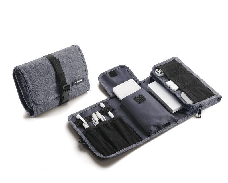 ELECOM 展開式長夾收納袋 / 藍 - 化妝包/收納袋 - 聚酯纖維 藍色