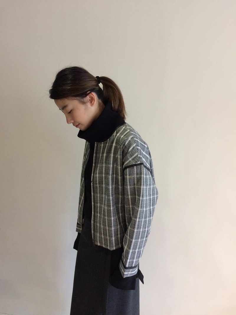 Leather checkered jacket